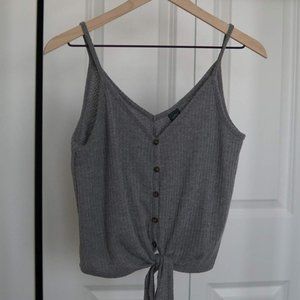 Gray Button Down Crop